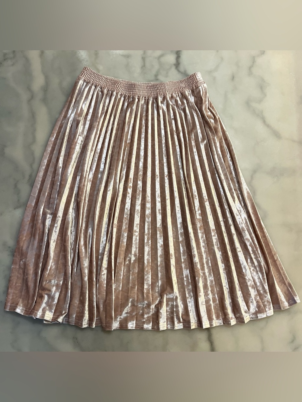 a new day Pleated Velvet Midi Skirt - Light Pink